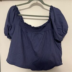 American Eagle Outfitters Navy Puff Sleeve Blouse